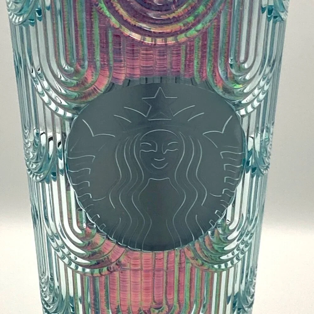 Starbucks Teal‎ Iridescent Mermaid Scale Cold Cup Tumbler 24 oz
